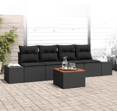 Vidaxl Hagesofa Set 5 pcs Svart