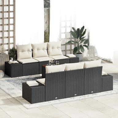 Vidaxl Hagesofa Set 7 pcs Svart