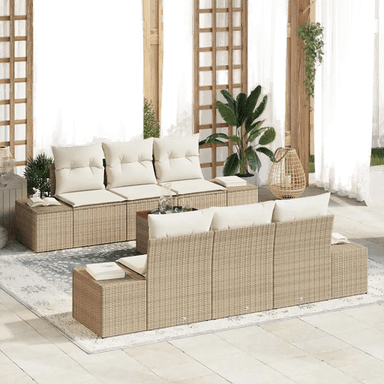 Vidaxl Hagesofa Set 7 pcs Beige