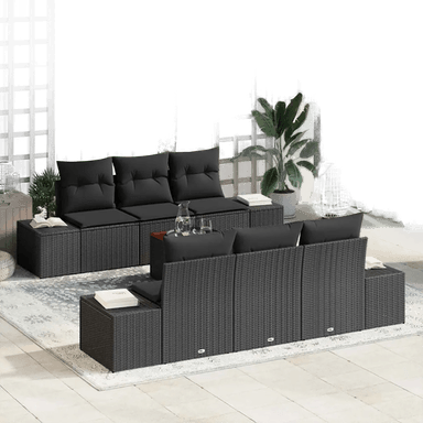 Vidaxl Hagesofa Set 7 pcs Svart