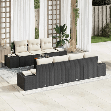 Vidaxl Hagesofa Set 8 pcs Svart