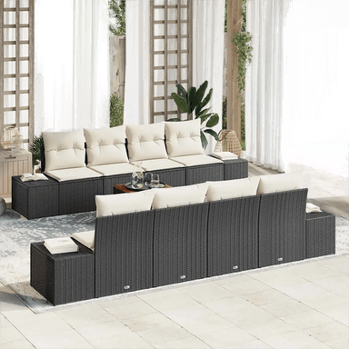 Vidaxl Hagesofa Set 9 pcs Svart