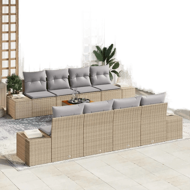 Vidaxl Hagesofa Set 9 pcs Beige