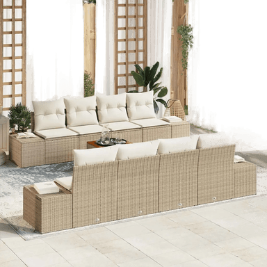 Vidaxl Hagesofa Set 9 pcs Beige