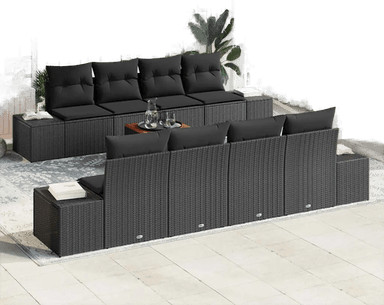 Vidaxl Hagesofa Set 9 pcs Svart