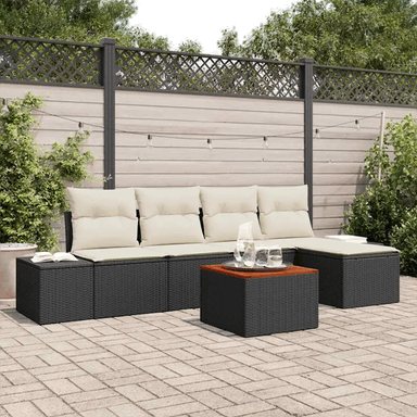 Vidaxl Hagesofa Set 6 pcs Svart