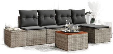 Vidaxl Hagesofa Set 6 pcs Grå