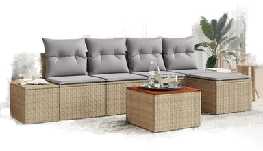 Vidaxl Hagesofa Set 6 pcs Beige