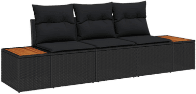 Vidaxl Hagesofa Set 3 pcs Svart