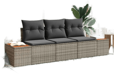 Vidaxl Hagesofa Set 3 pcs Grå