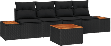 Vidaxl Hagesofa Set 5 pcs Svart