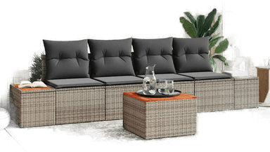 Vidaxl Hagesofa Set 5 pcs Grå