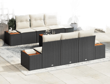 Vidaxl Hagesofa Set 7 pcs Svart