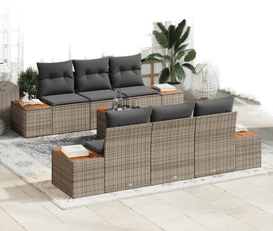 Vidaxl Hagesofa Set 7 pcs Grå