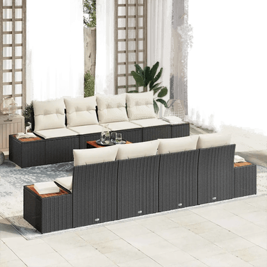 Vidaxl Hagesofa Set 9 pcs Svart