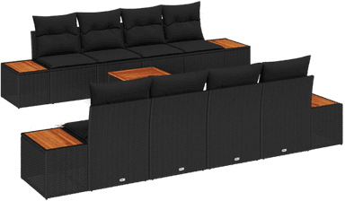 Vidaxl Hagesofa Set 9 pcs Svart