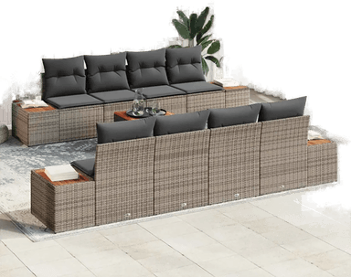 Vidaxl Hagesofa Set 9 pcs Grå