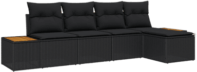 Vidaxl Hagesofa Set 5 pcs Svart