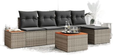 Vidaxl Hagesofa Set 6 pcs Grå