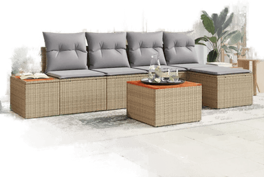 Vidaxl Hagesofa Set 6 pcs Beige