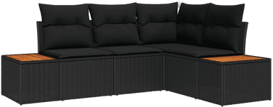 Vidaxl Hagesofa Set 5 pcs Svart