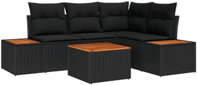 Vidaxl Hagesofa Set 5 pcs Svart