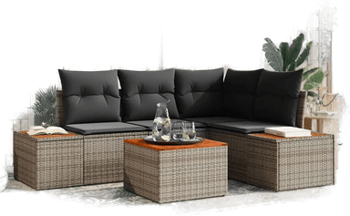 Vidaxl Hagesofa Set 5 pcs Grå