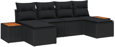Vidaxl Hagesofa Set 6 pcs Svart