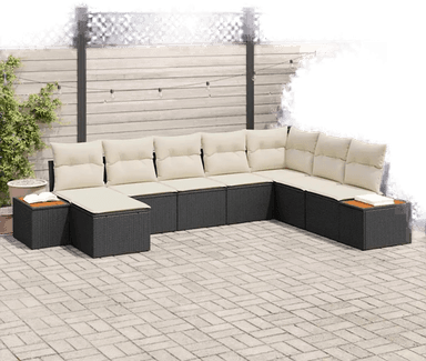 Vidaxl Hagesofa Set 8 pcs Svart