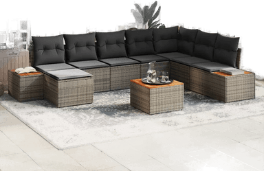 Vidaxl Hagesofa Set 9 pcs Grå