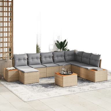 Vidaxl Hagesofa Set 9 pcs Beige
