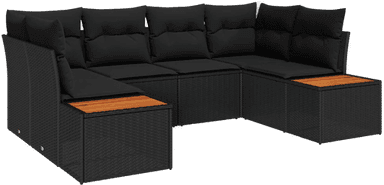 Vidaxl Hagesofa Set 6 pcs Svart