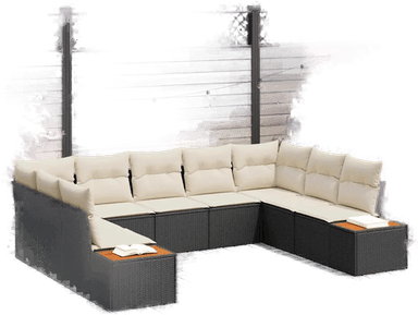 Vidaxl Hagesofa Set 9 pcs Svart