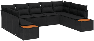Vidaxl Hagesofa Set 9 pcs Svart