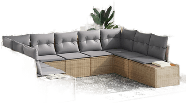 Vidaxl Hagesofa Set 9 pcs Beige