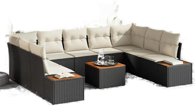 Vidaxl Hagesofa Set 10 pcs Svart