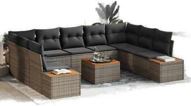 Vidaxl Hagesofa Set 10 pcs Grå