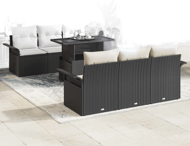 Vidaxl Hagesofa Set 7 pcs Svart