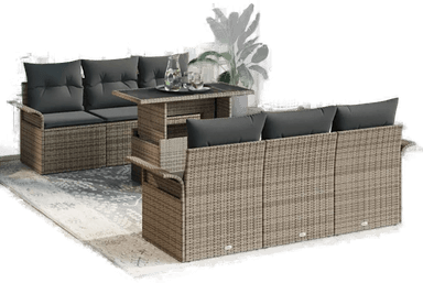 Vidaxl Hagesofa Set 7 pcs Grå