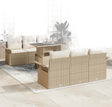 Vidaxl Hagesofa Set 7 pcs Beige