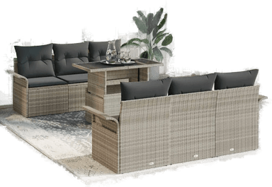 Vidaxl Hagesofa Set 7 pcs Lysegrå