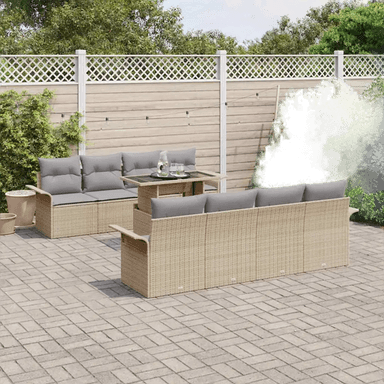 Vidaxl Hagesofa Set 9 pcs Beige