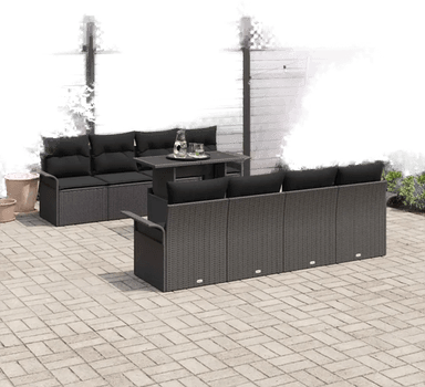 Vidaxl Hagesofa Set 9 pcs Svart