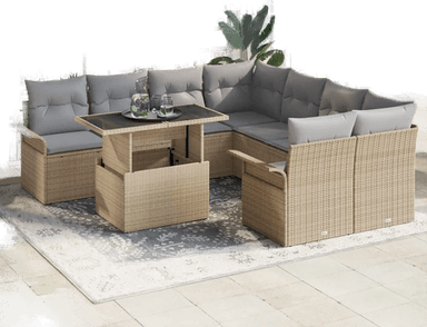 Vidaxl Hagesofa Set 9 pcs Beige