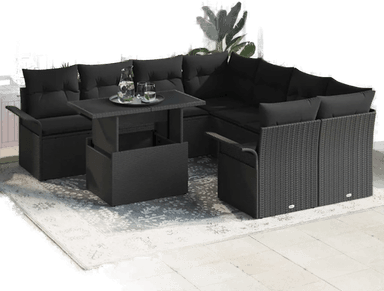 Vidaxl Hagesofa Set 9 pcs Svart
