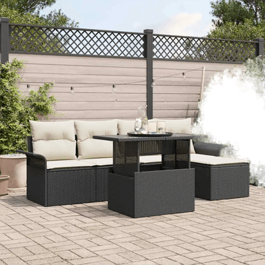 Vidaxl Hagesofa Set 6 pcs Svart