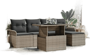 Vidaxl Hagesofa Set 6 pcs Grå