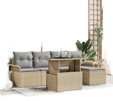 Vidaxl Hagesofa Set 6 pcs Beige