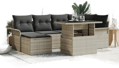 Vidaxl Hagesofa Set 7 pcs Lysegrå