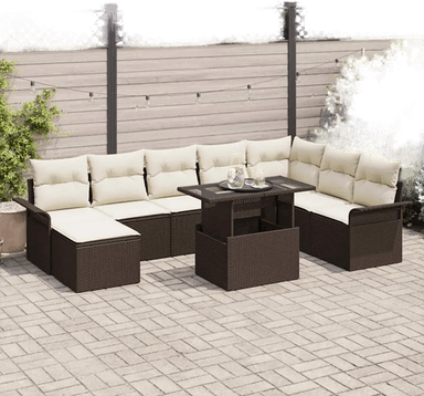 Vidaxl Hagesofa Set 9 pcs Brun